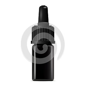 Black glass dropper bottle. Luxury eyedropper vial