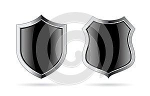 Black glass shield vector icon