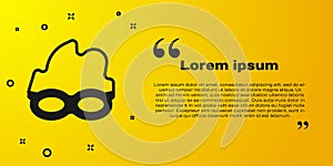 Black Glasses for swimming icon isolated on yellow background. Swimming goggles. Diving underwater equipment. Vector