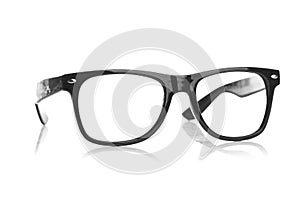 Black glasses on a white background photo