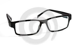 Black glasses on white photo