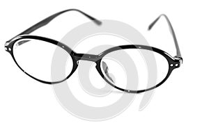 Black glasses on white background