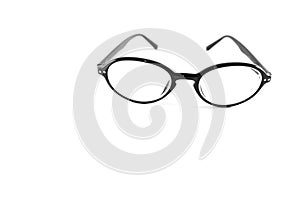 Black glasses on white background