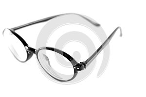 Black glasses on white background