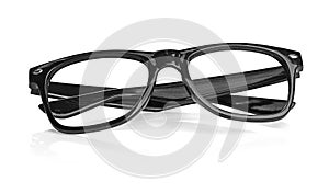Black glasses on a white background photo