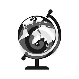 Black globe icon isolated on white background. Vector illustration