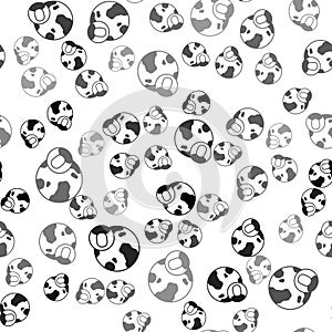 Black Globe and people icon isolated seamless pattern on white background. Global business symbol. Social network icon