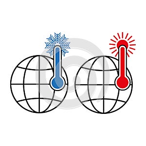 Black globes thermometers. World water day concept. Travel concept. Earth day. Vector illustration.