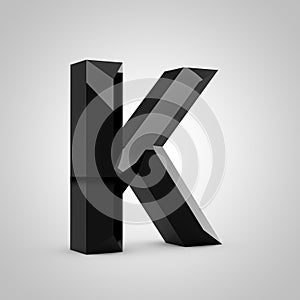 Black glossy chiseled letter K uppercase