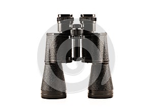 Black glossy metallic binoculars. photo