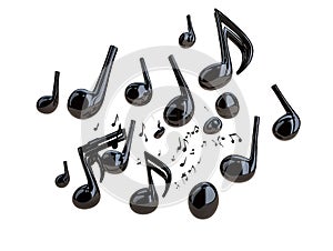 Black Glossy Musical Notes 3D Render
