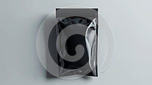 Black Glossy Plastic Ziploc Pouch Mockup