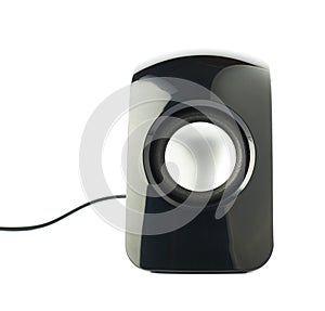 Black glossy sound speaker isolated