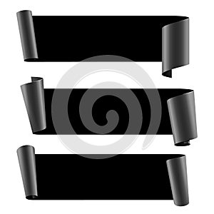 Black Glossy vector ribbons on a white background