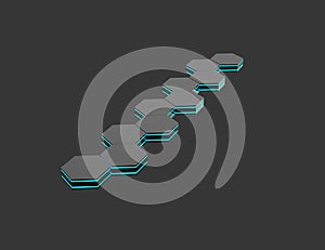 Black glowing hexagon set line