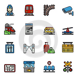 Train and railways lineal color icon set 2. photo