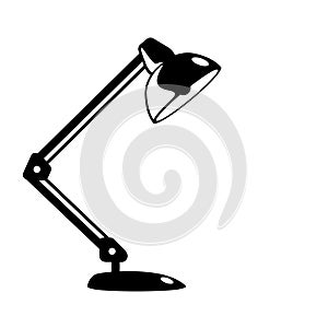 Black glyph Table lamp vector object isolated on white background. Modern reading lamp flat icon illustration. Clip art