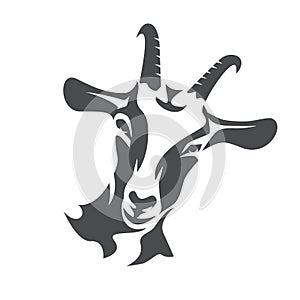 Black goat face stylized vector symbol