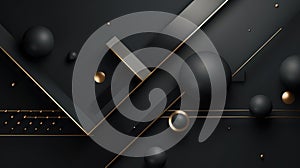 A black and gold abstract background with black balls, Black Friday background