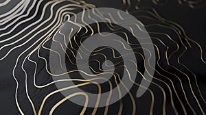 Black and Gold Abstract Realistic 3d Topography Relief Textured with Wavy Layers