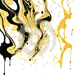 Black and Gold Alcohol Ink Marble Texture Background