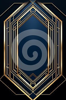 a black and gold art deco style frame with a geometric design