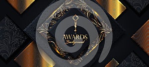 Black and Gold Award Background. Academy Award. Luxury Abstract Modern Template Design.