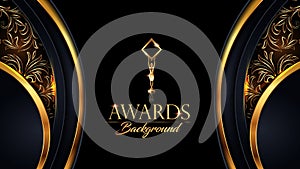 Black and Gold Award Background. Modern Luxury Graphic. Abstract Royal Template Design.
