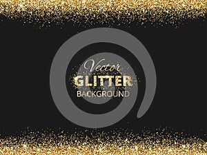 Black and gold background with glitter frame