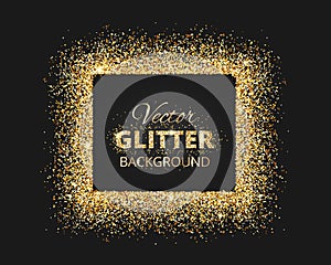 Black and gold background with glitter frame