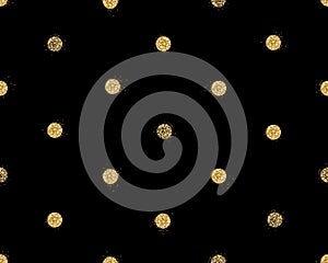 Black and gold background with shiny glitter dots decoration