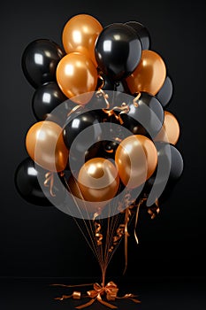Black and gold balloons cluster
