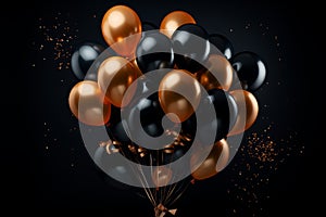 Black and gold balloons cluster