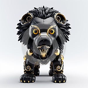 Black Gold Cartoon Robot Lion Android Model And Texture