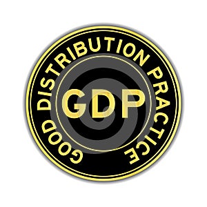 Black and gold color of GDP Good distribution practice sticker