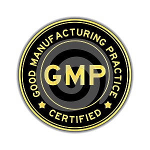 Black and gold color GMP round sticker