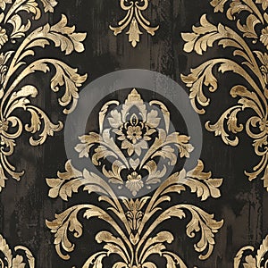 Black and gold damask wallpaper adds elegance to any wall or room