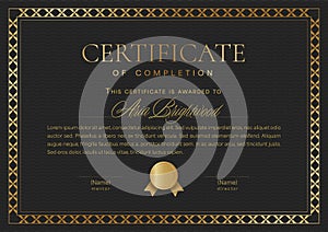 Black and Gold Elegant Vintage Certificate. Frame borders design. Vector illustration