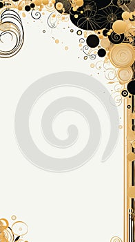 a black and gold frame with swirls and circles