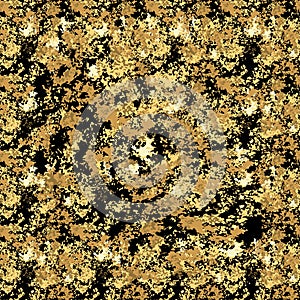 Black gold grunge texture seamless pattern. Patina scratch golden elements. Stylish modern background decoration. Vector