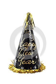 Black and gold Happy New Year party hat