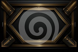 a black and gold hexagonal frame on a black background