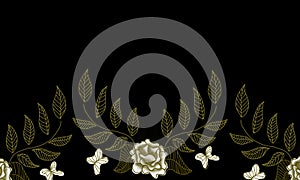 Black and gold illustration design with tropical objects