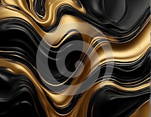 Black and gold liquid is flowing to make the background