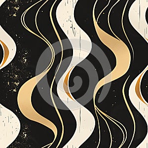 Black and Gold MCM Repeating Pattern Tile Background