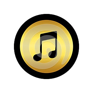 Black and gold music icon vector isolated on white background
