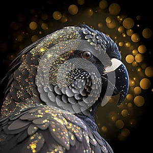 A black gold objek and black background