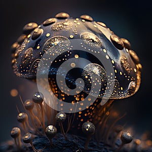 A black gold objek and black background