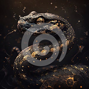 A black gold objek and black background