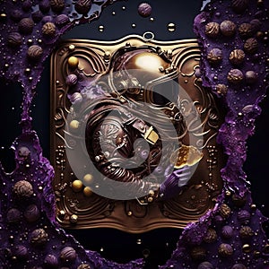 A black gold objek and black background